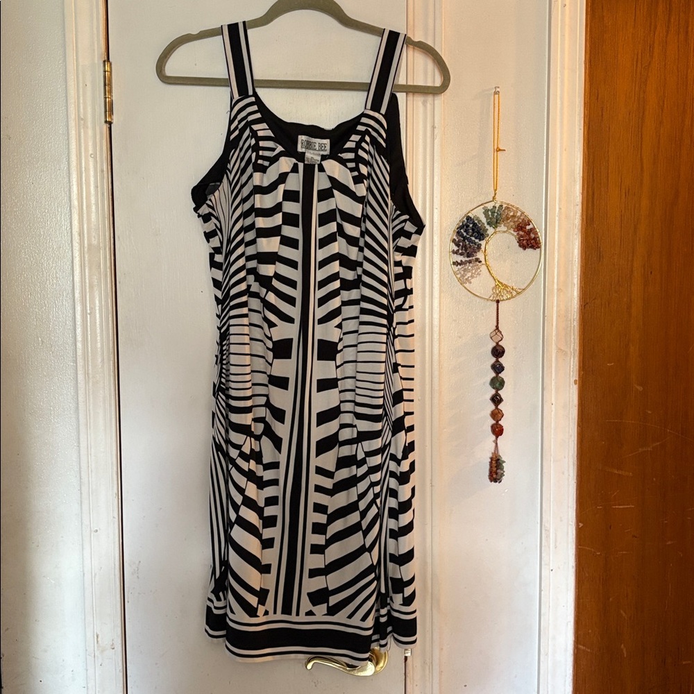 Robbie Bee Monochrome Striped Dress